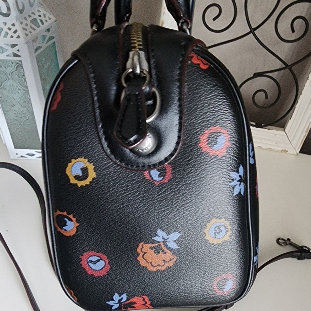 Coach Bennett Black Floral Women's Satchel Bag - Picture 2 of 6